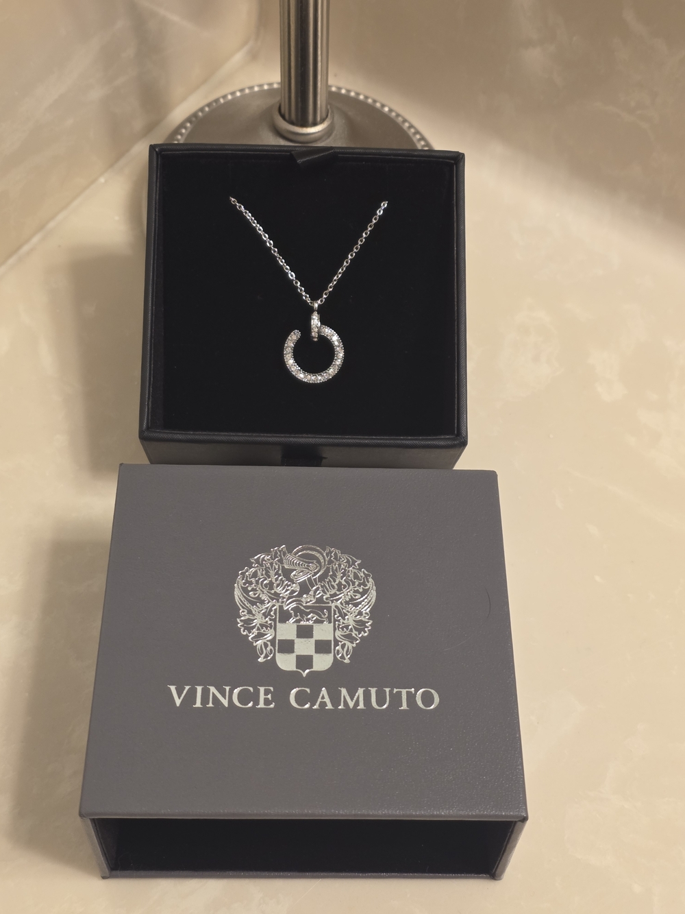 Vince Camuto Silver Pave Circle Pendant Necklace